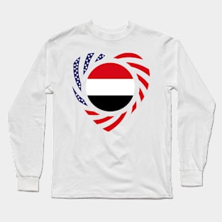 Yemeni American Multinational Patriot Flag (Heart) Long Sleeve T-Shirt